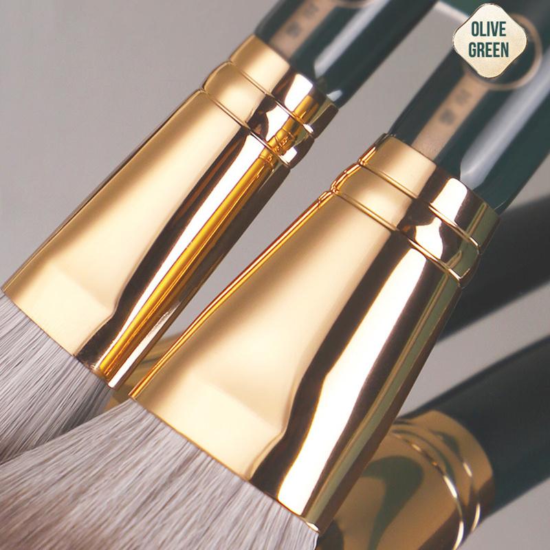 CHICHODO Oliva Green Set di pennelli per il trucco, set di pennelli cosmetici di lusso in setole sintetiche morbide