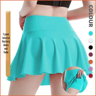 Silk Grid Pleated High Waist Yoga & Tennis Skirt for Women - Summer Midi 