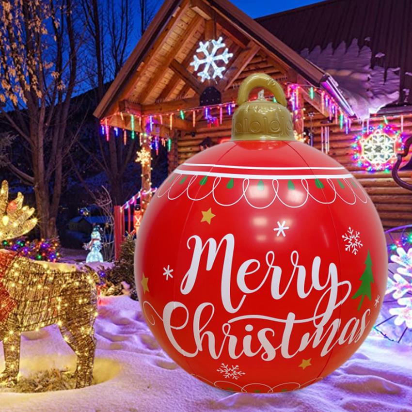 super 60cm Blow Up Christmas Ball PVC Inflatable Ornament for Outdoor Yard Porch Garden Holiday Party Decor