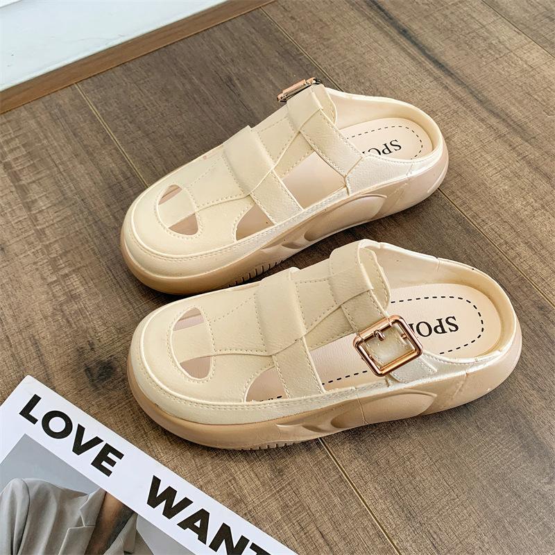 Thick Sole Sandals Women Fashion Hollow Out Color Blocking Beach Slippers Summer Outdoor Casual Slides