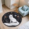 Black and White Fox,Round Area Rug,Carpet Rug for Living Room Bedroom Sofa Playroom Decor,Non-slip Floor Mat