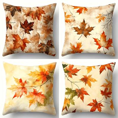 Decoración del Hogar Patrón de Hojas de Arce de Otoño Fundas para Cojines Funda de Cojín Adecuada para Sofá Dormitorio Coche Funda de Cojín