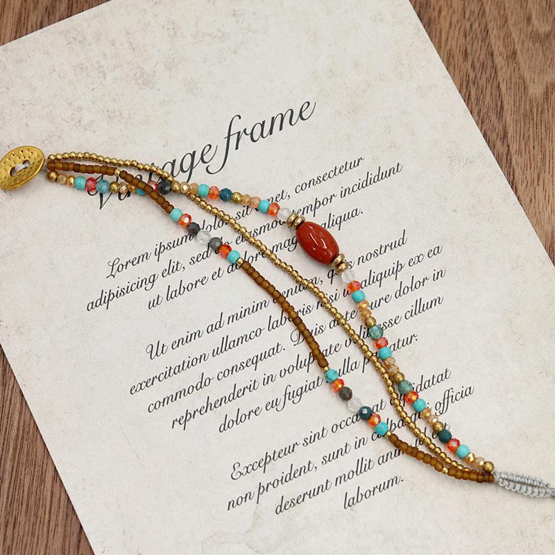 Boho Style Colorful Beaded Natural Stone Crystal Woven Bracelet