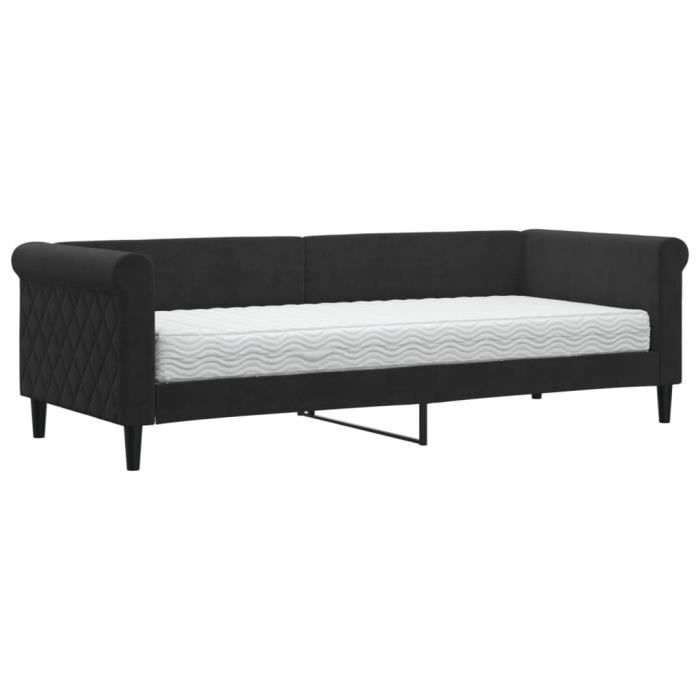 VidaXL Lit de jour avec matelas noir 80x200 cm velours 3197744