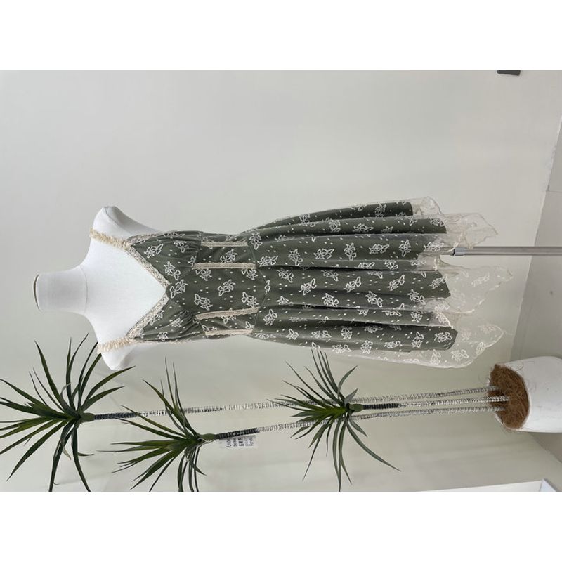 

2025 Summer Foreign Trade Original Garment New Green Flower Fairy Heavy Industry Exquisite Lace Light Yarn Suspender Skirt Short dress Paragraph 1 S