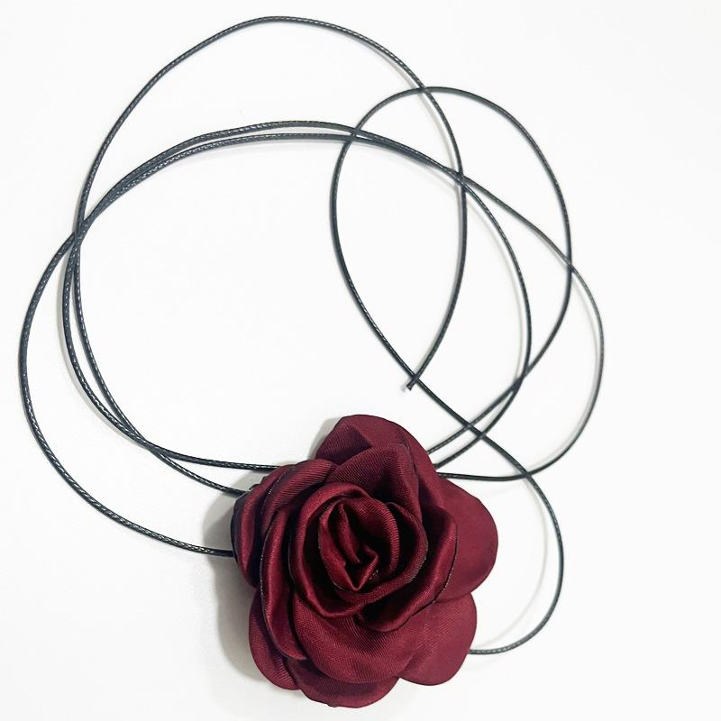 

Персонализированное ожерелье-роза ручной работы, креативное длинное чокер-ожерелье из фланели, сделай сам