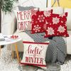 Christmas Red Pillowcase White Snowflake Linen Print Sofa Cushion Home Pillowcase