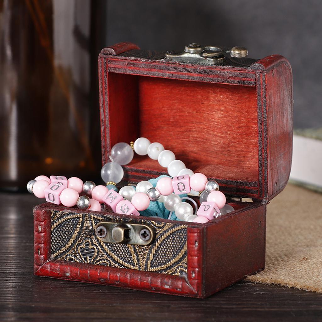 Vintage Kleine Schatztruhe Dekorative Holz Schmuck Schlossbox Geschenk Etui (Kupfermünze)