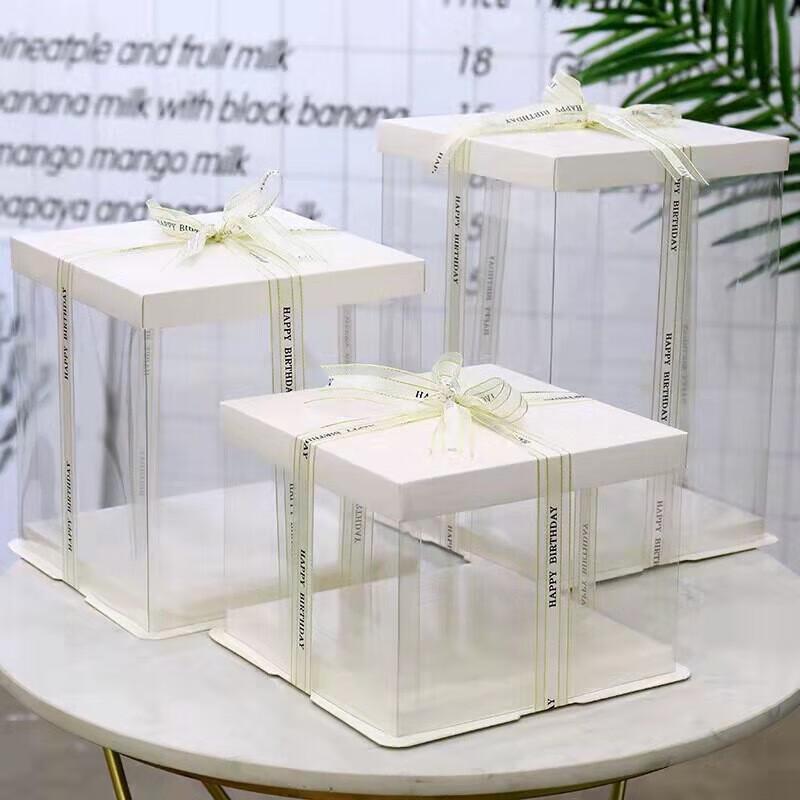 16-inch Square Transparent Plastic Cake Box