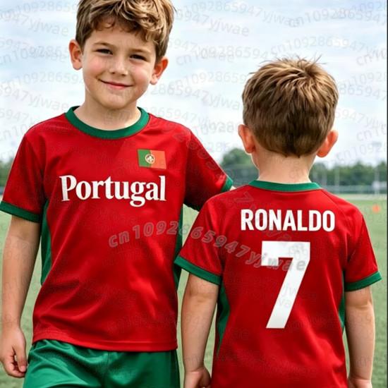 26 Summer Boys Girl RONALDO 7 Football Jersey T-Shirt Women Men Portugal Football Fans Men Women Kids Short Sleeve T-Shirt