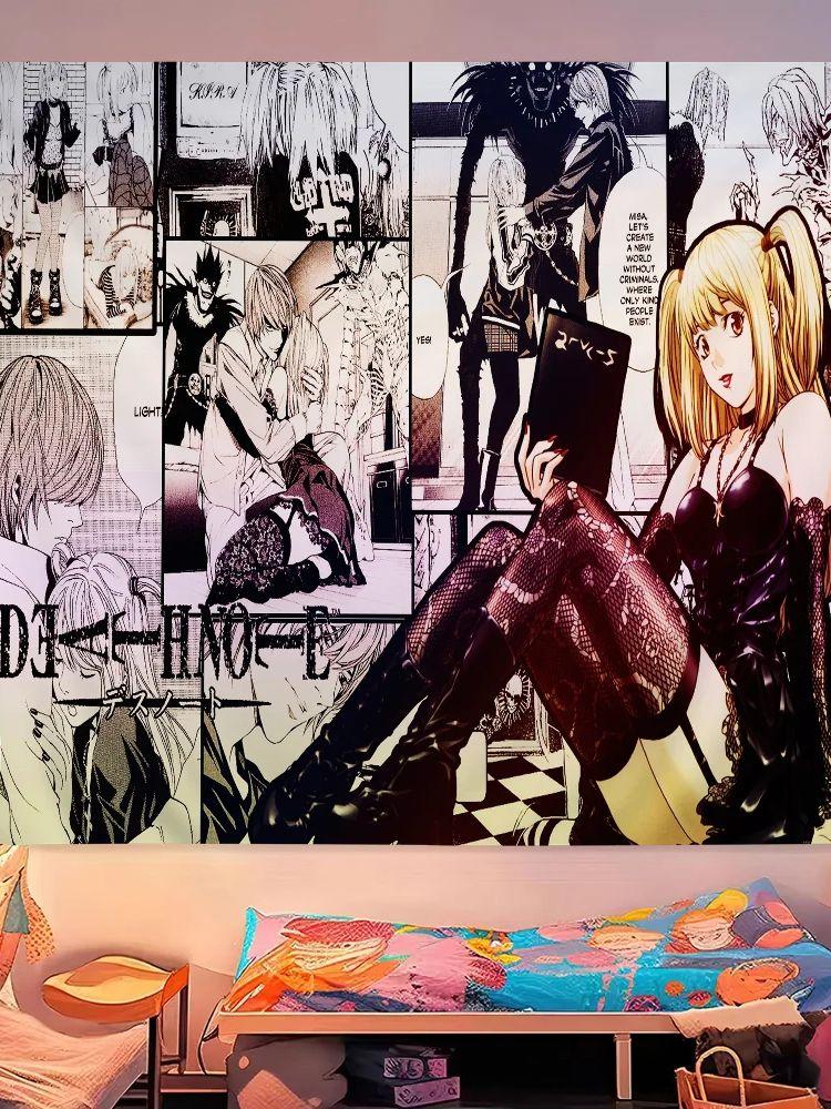 DDDeath Note Manga Tapestry Dorm Wall Decor Modern Stripe Hanging Decoration MultiSize High Quality Flat Print Design