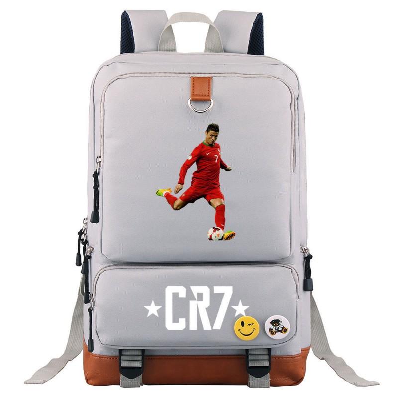 Cristiano Ronaldo Printed Youth School Backpack Teenagers Durable Oxford Fabric Breathable Padded Straps Unisex Travel Bag