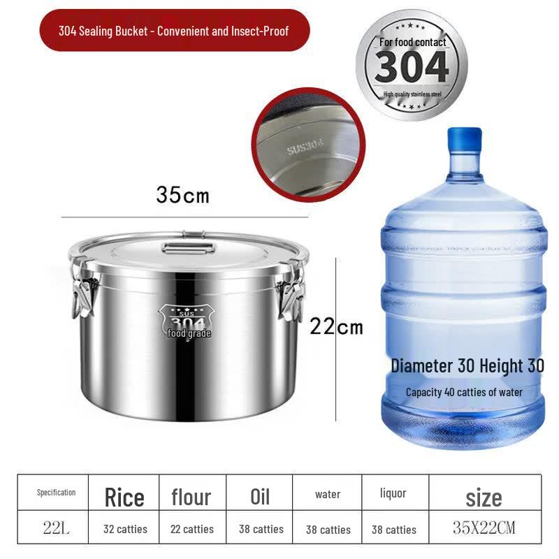 JPHZNB 304 Stainless Steel Sealed Storage Bucket
