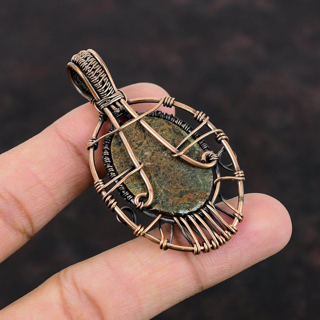 Spessartine Garnet In Limestone Pendant Copper Wire Wrapped Pendant Handmade Gemstone Jewelry Tree Of Life Pendant For Gift Copper Jewelry
