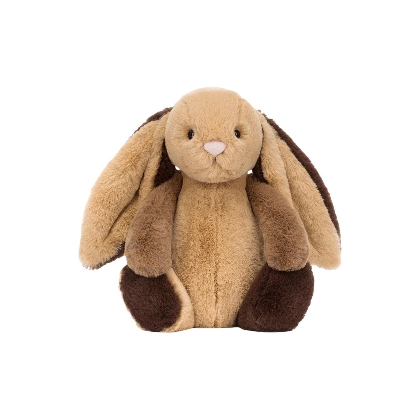 

JELLYCAT Shy Brown Patchwork Rabbit Dolls Plush Doll 22.86cm Height In Sitting Posture Box Not Included