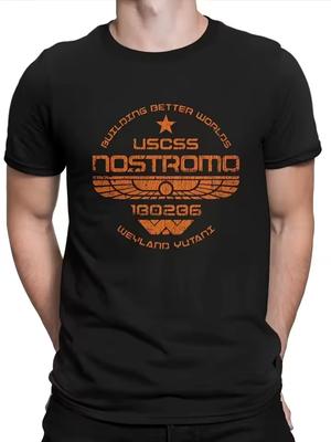 USCSS Nostromo Men's and Women's T-shirts - UFO Pattern, Oversized Casual Streetwear Pure Cotton Short Sleeves, All Seasons