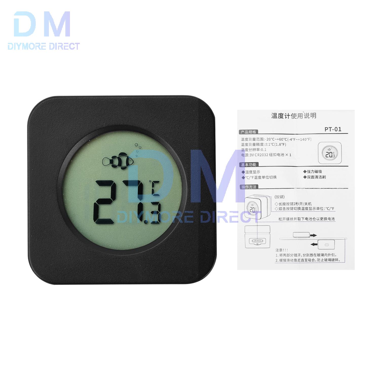 

LCD Digital Aquarium Thermometer Magnetic Glass Cleaner with HD Display for Fish Tank Accurate Temperature Measurement ℃/℉ чёрный