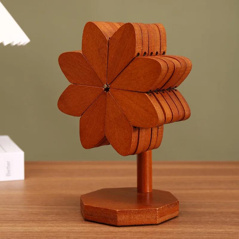 

Wooden Windmill Kitchen Mat Creative Foldable Table Decoration and Accessories Heat Resistant Pad Household Coasters Placemats 3 placemats