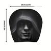 Two Black Hat Mystery Portrait Car Headrest Covers, Designed for Comfort and Elasticity, Ideal for Any Car Interior.