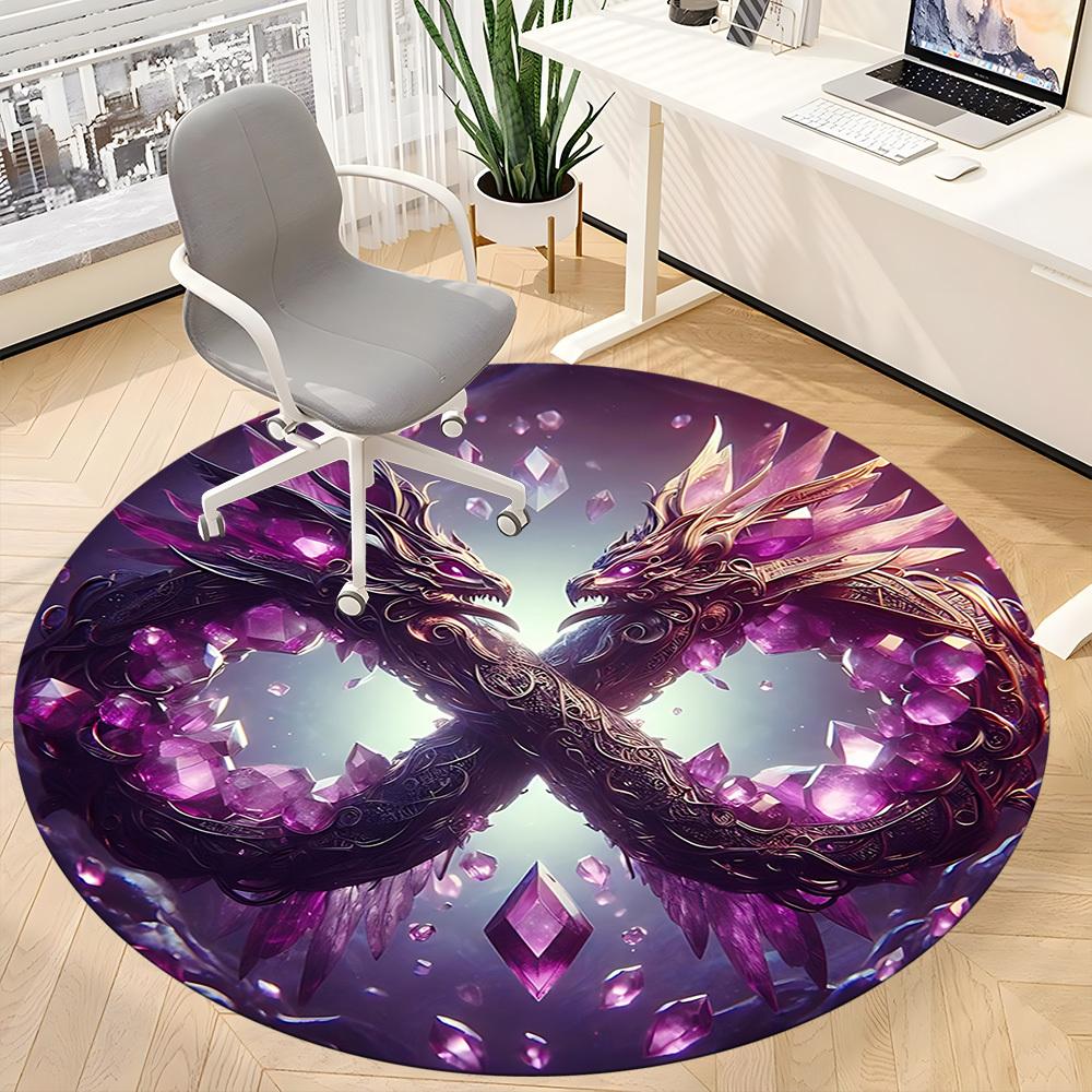 1pc Crystal Dragon Chair Carpet for Office Non-Slip, Machine Washable Rug for Office, Room - Holiday Decor, Machine Made yy251016111