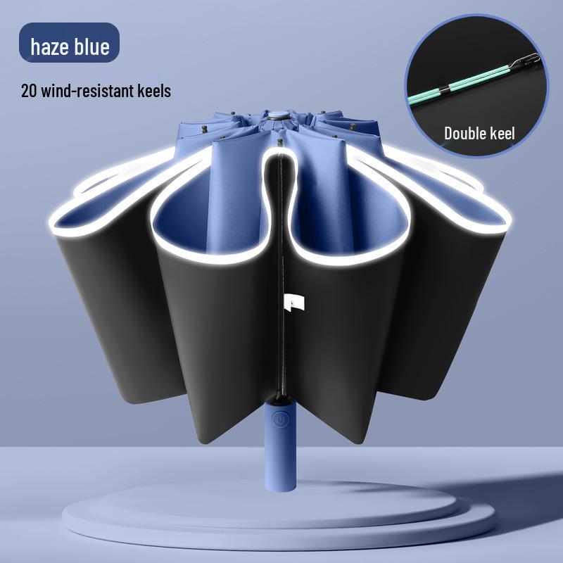 Dual-Purpose Automatic Folding UV Umbrella with 20 Ribs - Reinforced Black Glue for Sun and Rain Protection