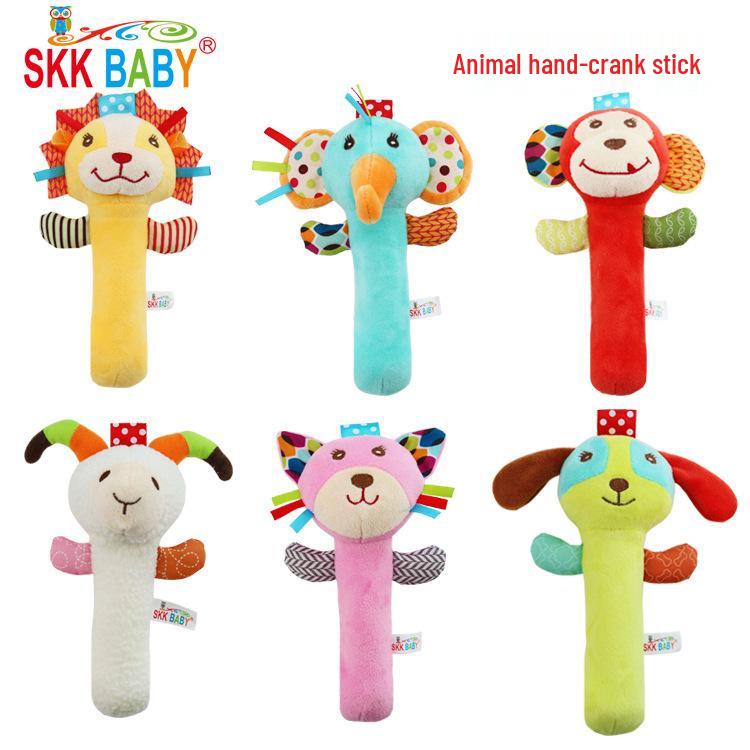 EarthMama Animal Hand Rattle Toy with BB Device - Early Education & Soothing Doll for Infants