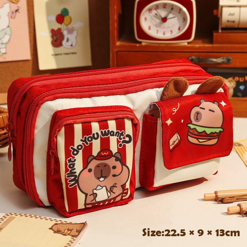 

Cartoon Kawaii Capybara Stationery Bag Cute Pencil Case Portable Stationary Bag Large Capacity Stationery Organizer Gifts