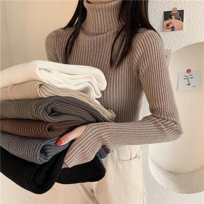 Turtleneck Sweater for Women, Autumn and Winter Style 2024 New Design Knitted Pile Collar Bottoming Shirt with Black Top Inside