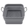 2Pcs Fryer Liner Heat Resistant Silicone Groove Design Easy To Clean Fryer Pot with Handle Grey