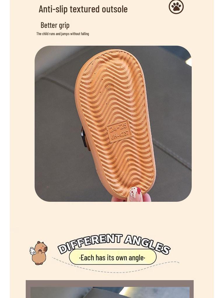 Boys' Winter Fur Capybara Cotton Non-Slip Indoor Shoes