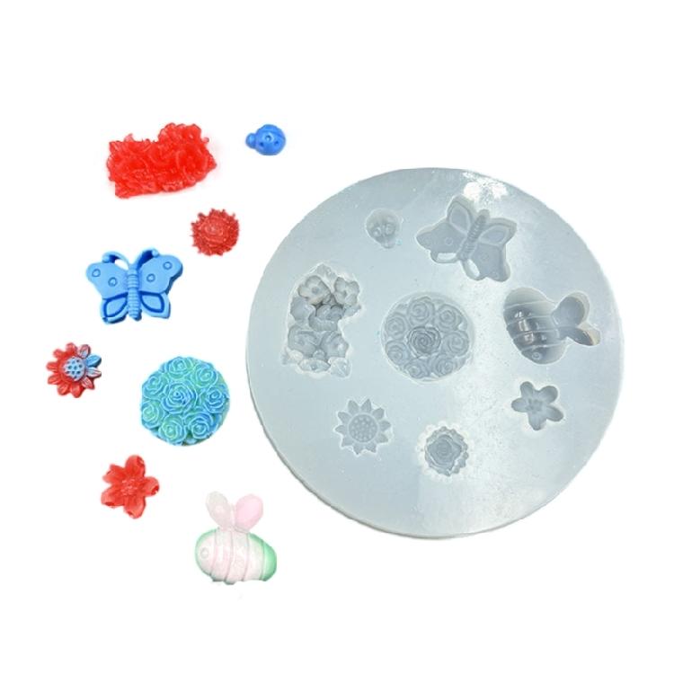 Silicone Craft Mold Collection 6 Flower Designs Rose Petal Pinecone Blossom Heat Safe Flexible For DIY Jewelry Creation