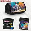 1pc Curious Puppy Flip Pencil Case Suitable for Schools, Offices & Travel - Double Layer Multi-Compartment Storage Cover with Zipper Closure, Cute Dog