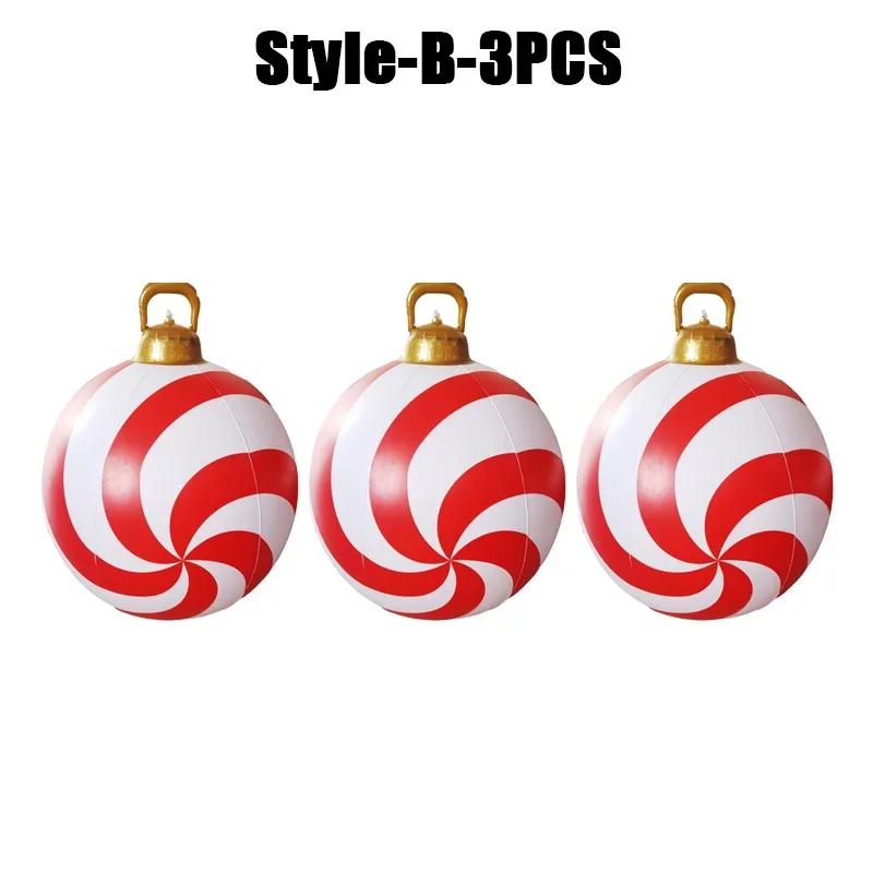 1-5PC Inflatable Christmas Candy Ball Outdoor Lawn Garden Decoration Holiday Ornament Fun Party Prop Festive Scene Display Decor