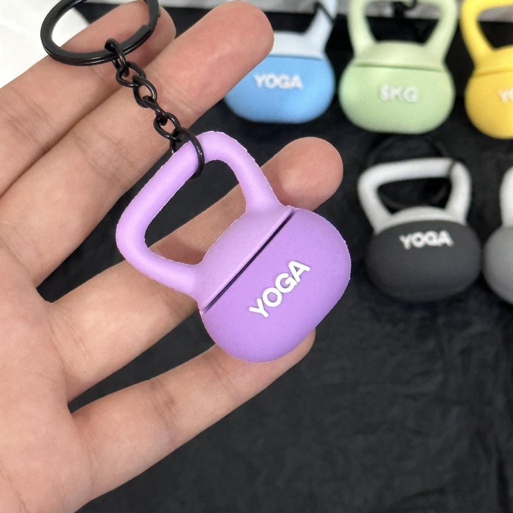 Eco-friendly Soft Rubber Kettlebell Keychain: Yoga Fitness Bag Charm & Creative Souvenir Gift