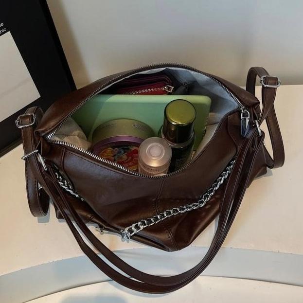 Fashionable Chain Decor Tote Bag Leather Crossbody Bag Multi-functional Backpack Suitable Travel for Daily Shopping Weekend Travel and Other Scenes