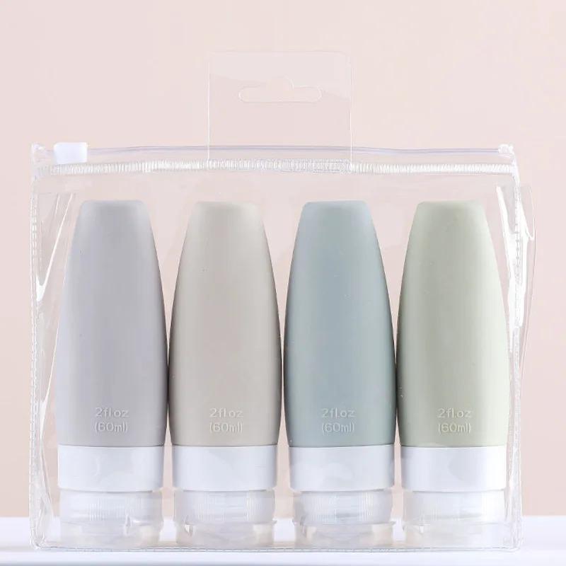 60/90ml Flacone da Viaggio Portatile in Silicone Contenitore per Liquidi Vuoto Ricaricabile Confezione Lozione Punti Contenitore Shampoo Crema Viaggio