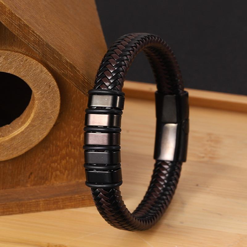 Antistatisches Armband - Edelstahl Leder Antistatisches Armband - Retro Stil Magnetisches Gewebtes Armband