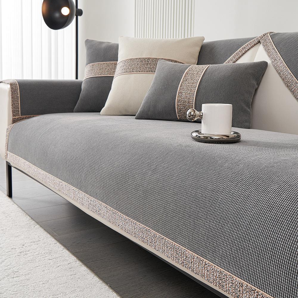 All-Season Universal Solid Color Sofa Cushion Non-Slip New  Sofa Cover All-Inclusive Chenille Simple Summer Cover