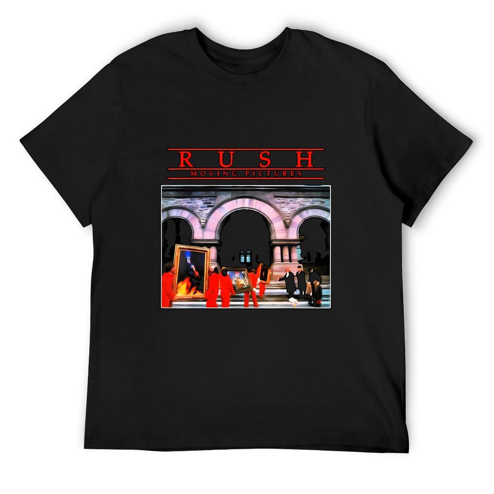 

Moving Pictures Rushs T-Shirt Short sleeve tee oversized t shirt mens cotton t shirts 4XL