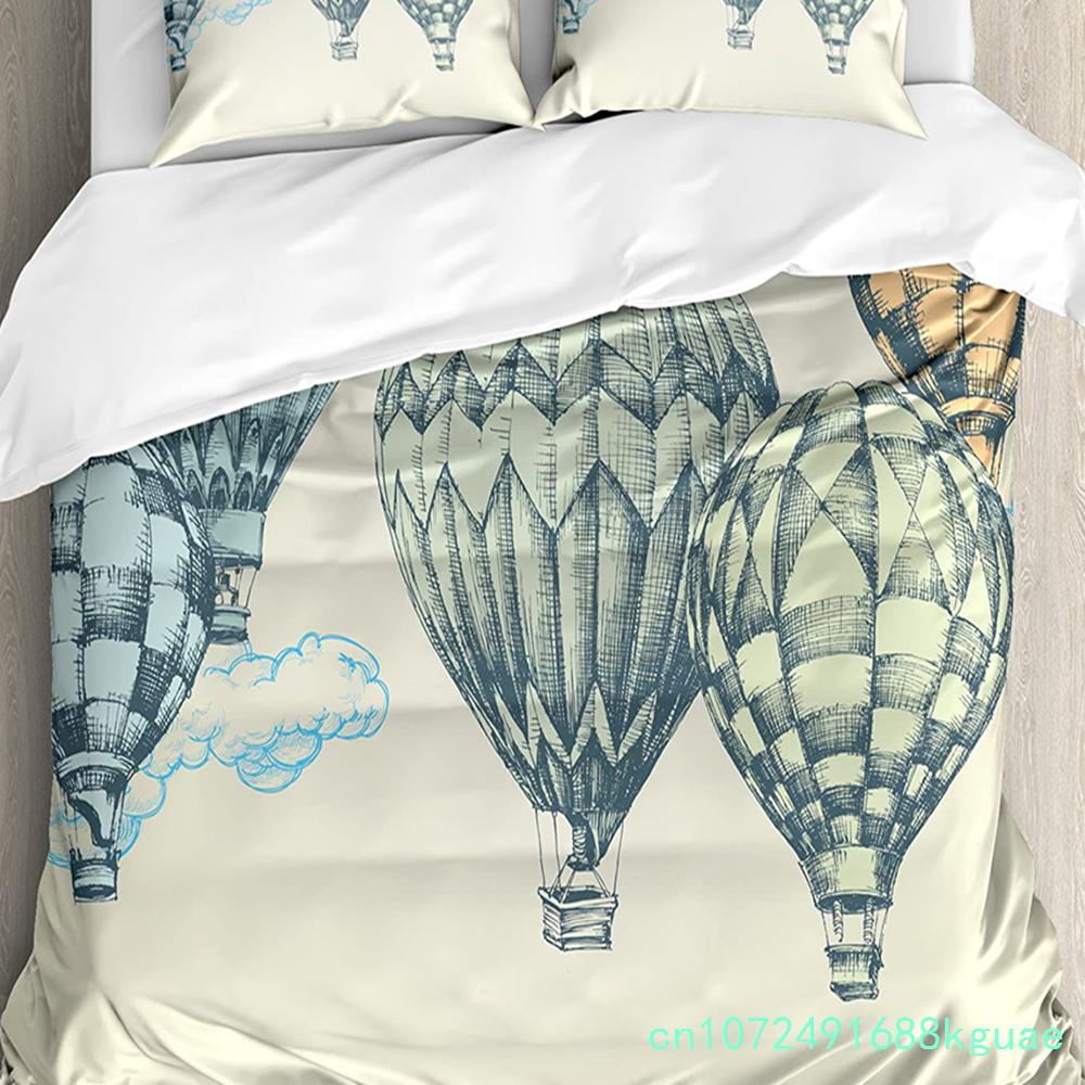 3pcs Bedding Set Cartoon Hot Air Balloon Home Textile Duvet Cover Pillow Case Boy Kid Teen Girl Bedding Covers Set