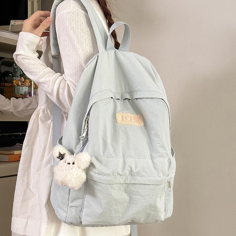 Color Backpack Solid With Padded Straps Letter Print For School Travel Gift