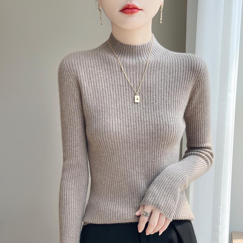 

Women s Slim Fit Rib Knit Turtleneck Sweater - New Autumn/Winter Versatile Base Layer Long Sleeve Top XL верблюд