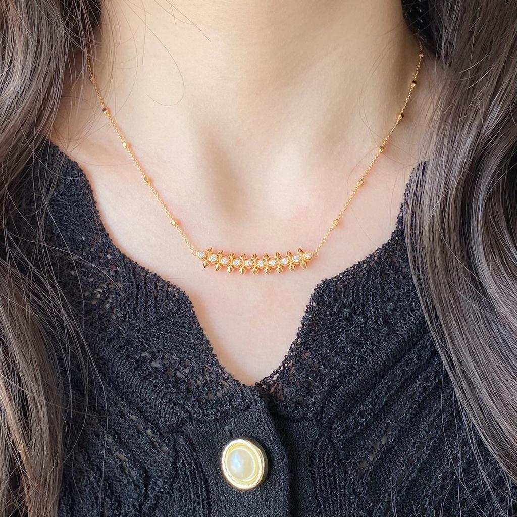 2024 New Vintage Diamond Smile Necklace For Women Luxury Jewelry Designer Pendant Pure 925 Silver Lady Party Link Necklaces