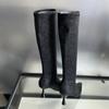 Elegant Pointed Toe Knee-high Boots Women  Winter Luxury Designer Thin High Heels for Women High Knight Boots Botas Altas