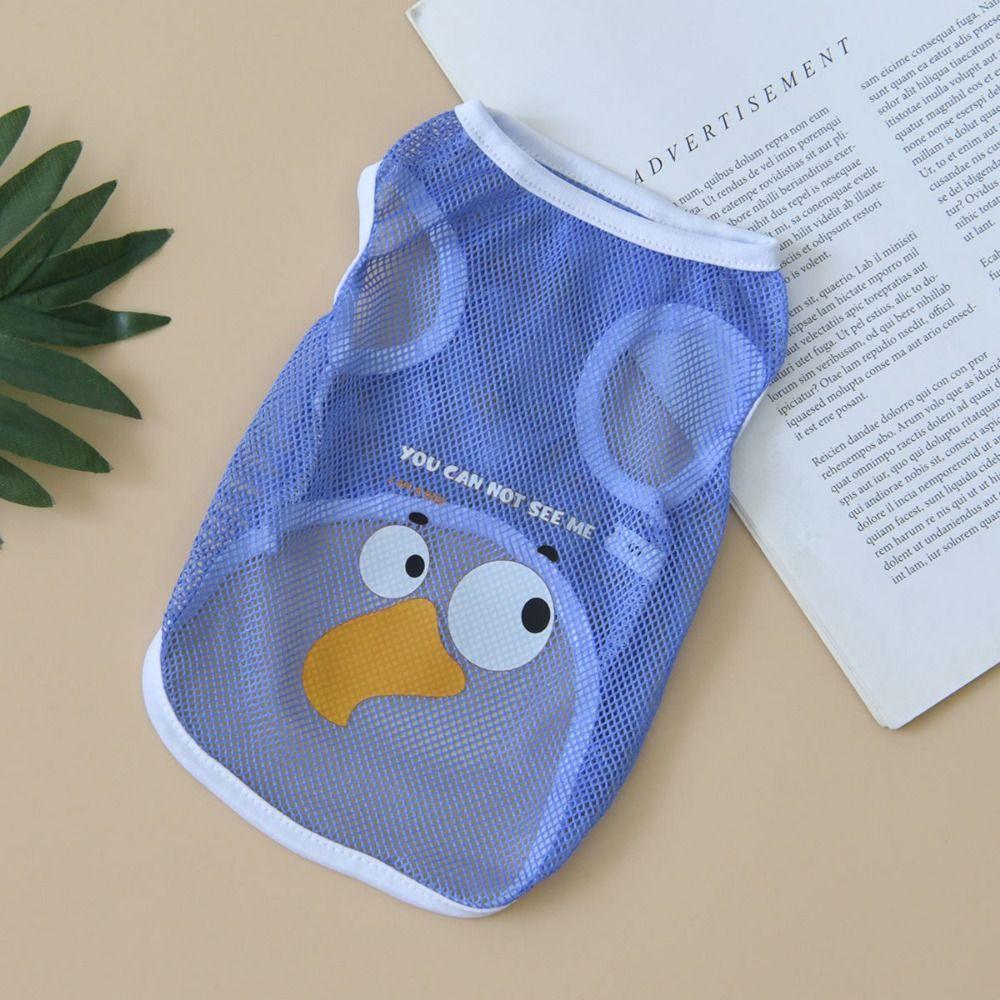 Polyester Dog Cool Mesh Tank Top Cartoon Print Dog Cartoon Printed Vest  For Dogs Puppy Cats