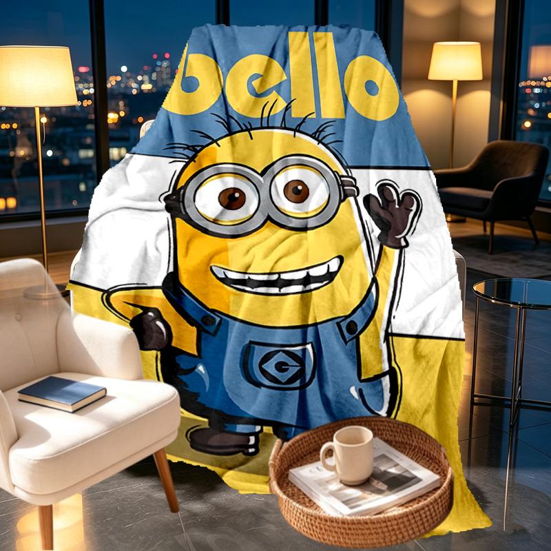 Minions Print Blanket - Soft & Comfortable, for Bedroom, Travel, Sofa, Home Decoration - Birthday Christmas Gift for Friend