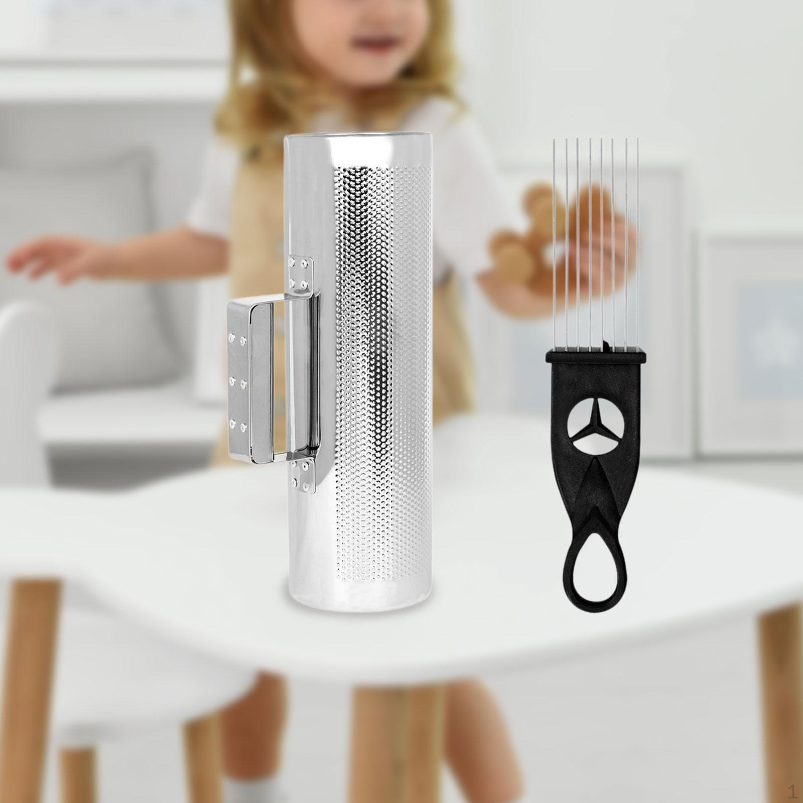 

Guiro Instrument Metal Shaker Easy to Play Musical Band Accompaniment Round Cylinder Hand 32x10cm