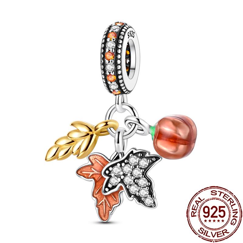 New Charms Copper Colorful Plant Flower Fruit Charm Beads Fit Snake Chain Bracelet Necklace Women Diy Jewelry