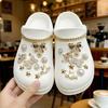 24PCS Luxury Design Shoe Charms Set Accessories for Clogs Shoe Buckle Gold Plated Bear Rhinestone Bow Chain DIY Shoes Decoration