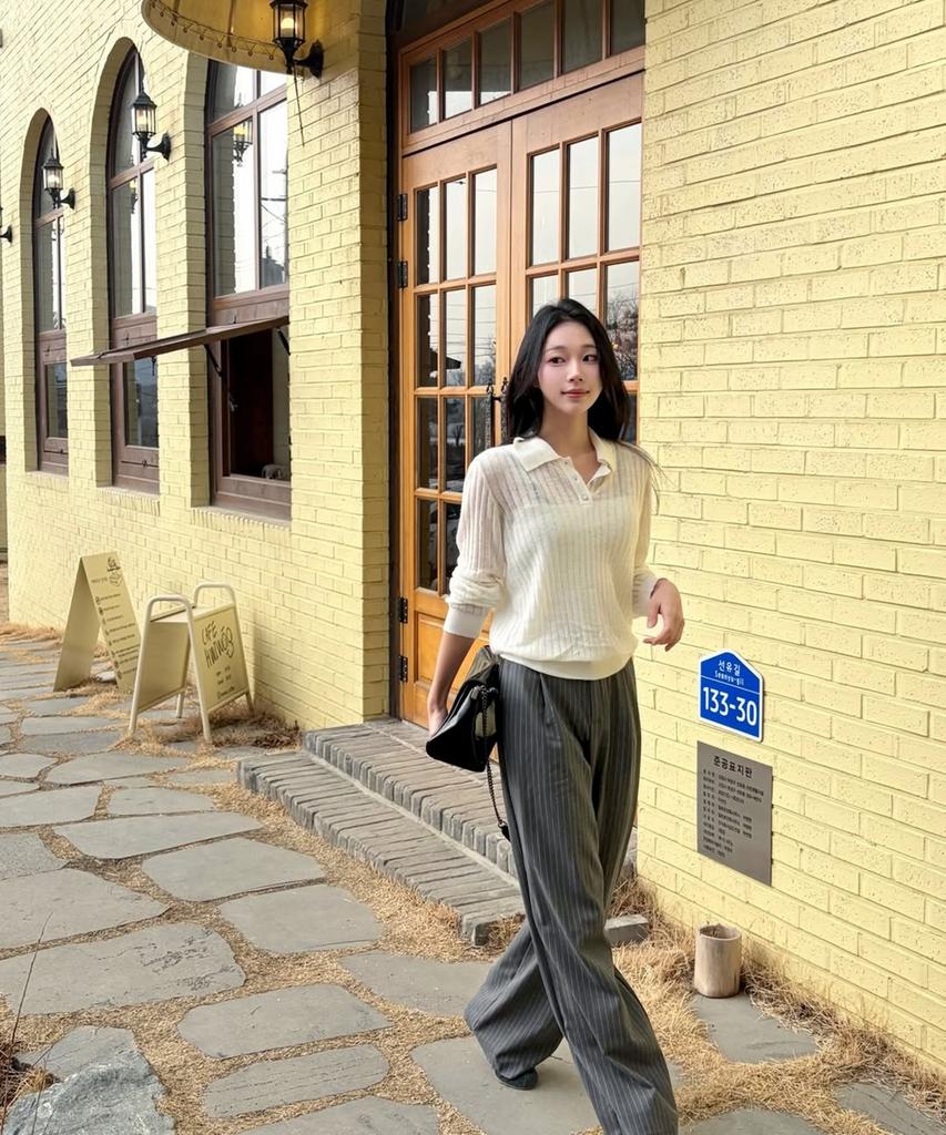 AHWE Mohair Blend Slim Polo Knit_Ivory